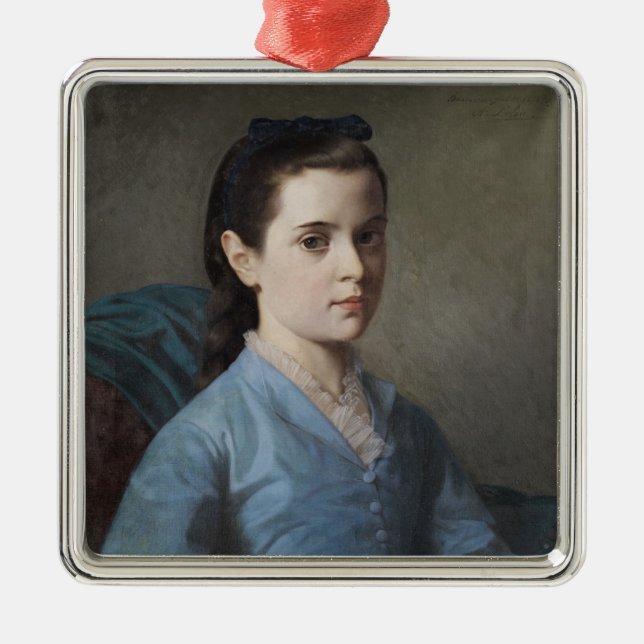 Porträtt i en Elegant Girl (av Leloir) Julgransprydnad Metall (Framsidan)
