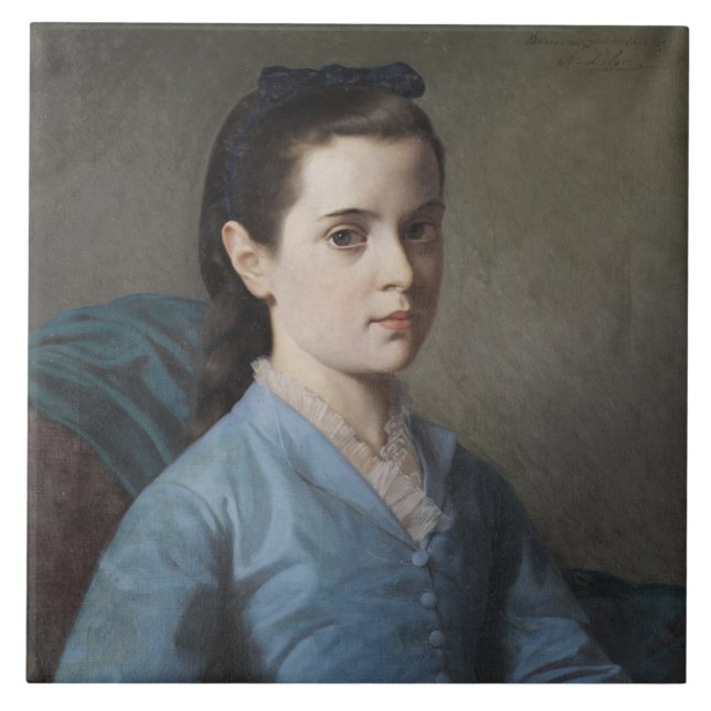 Porträtt i en Elegant Girl (av Leloir) Kakelplatta (Framsidan)