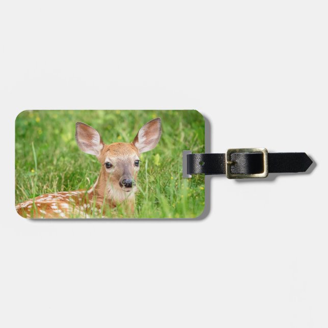 Porträtt i en Fawn (vit-skräddarsydd hjort) Bagagebricka (Horisontell Framsida)