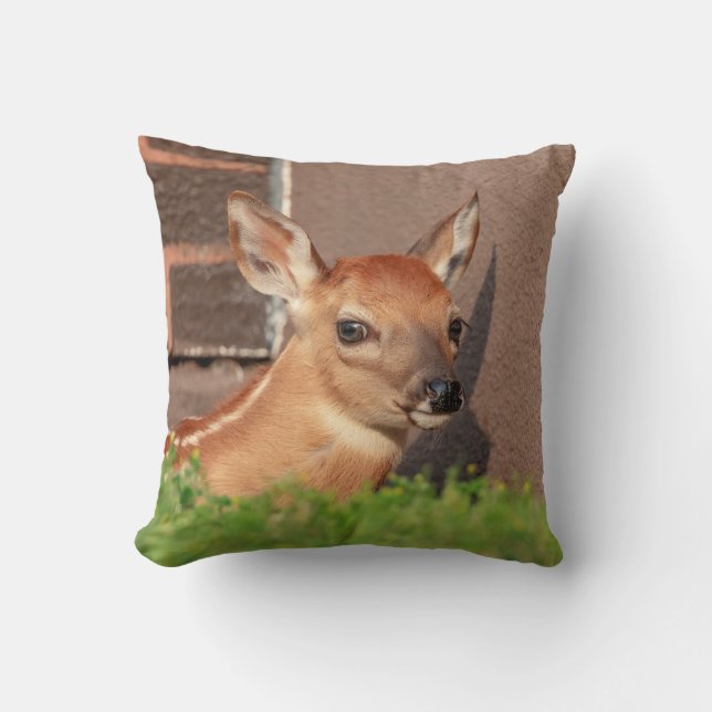 Porträtt i en Fawn (vit-skräddarsydd hjort) Kudde (Framsida)