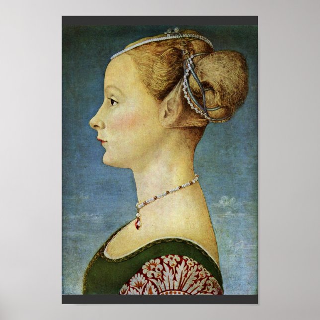 Porträtt i en flicka av Pollaiuolo Piero Poster (Framsidan)