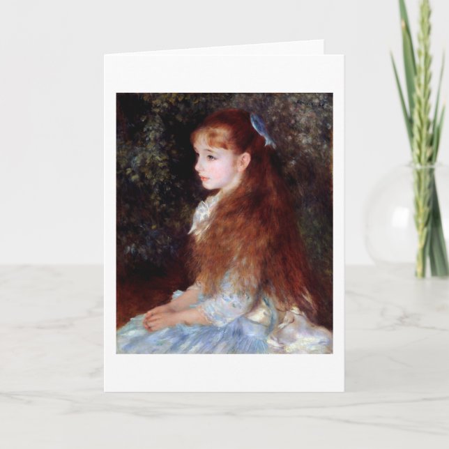 Porträtt i en flicka med blått band, Renoir Kort (Framsida)