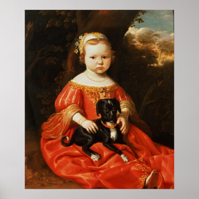 Porträtt i en flicka med Hund Poster (Framsidan)