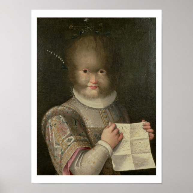 Porträtt i en flicka täckt i Hair Poster (Framsidan)