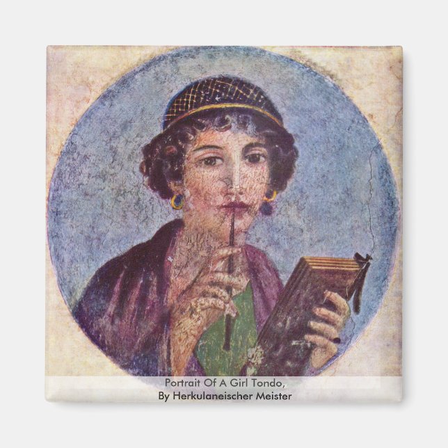 Porträtt i en flicka Tondo Magnet (Framsidan)