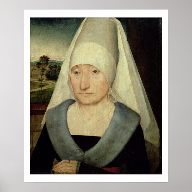 Porträtt i en gammal kvinna (olja på panelen) poster (Framsidan)