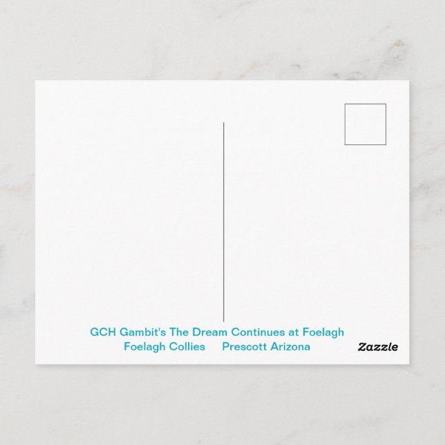 Porträtt i en grov kollie vykort (Baksida)