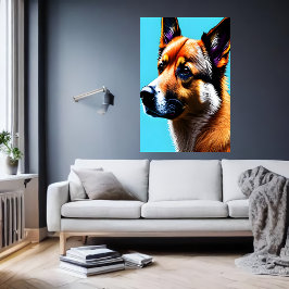 Porträtt i en isländsk fårhund | AI Art Poster