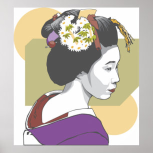 Porträtt i en japansk kvinna poster
