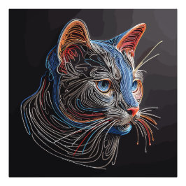 Porträtt i en kattens Ansikte - AI genererad Fototryck