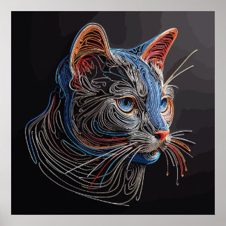 Porträtt i en kattens Ansikte - AI genererad Poster
