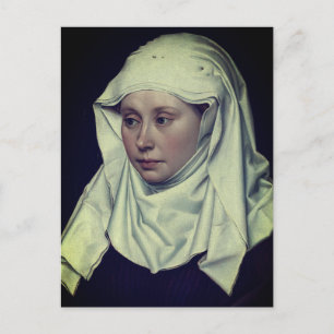 Porträtt i en kvinna - av Robert Campin (c. 1435) Vykort