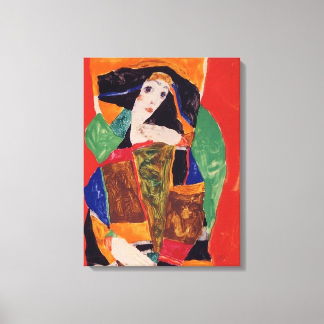 "Porträtt i en kvinna" Egon Schiele Canvastryck (Framsida)