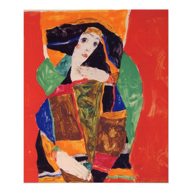 "Porträtt i en kvinna" Egon Schiele Fototryck (Framsidan)