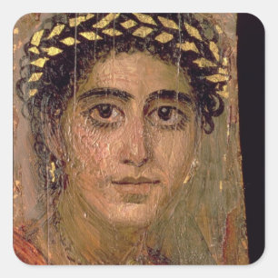 Porträtt i en kvinna, från Fayum, Romano-Egyptian, Fyrkantigt Klistermärke