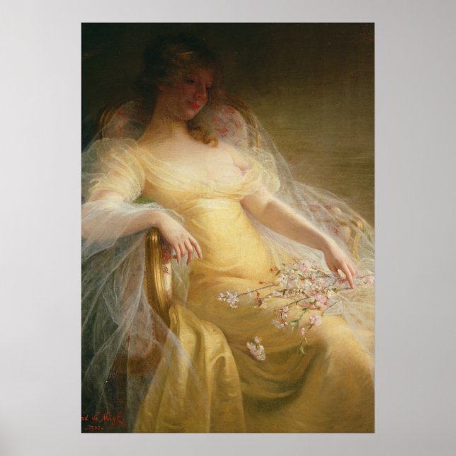 Porträtt i en kvinna (olja på arbetsyta) poster (Framsidan)