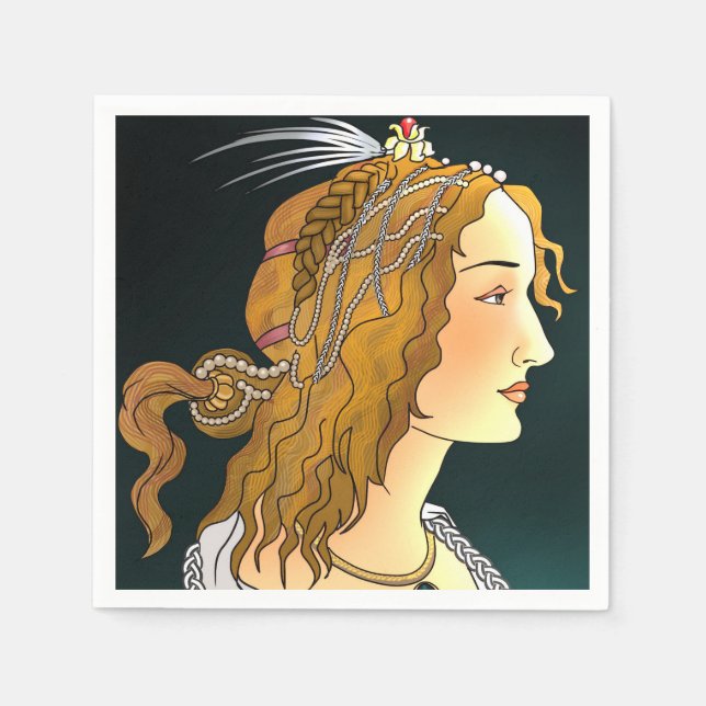 Porträtt i en kvinna pappersservett (Framsidan)