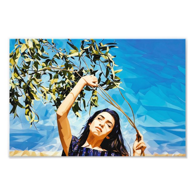 Porträtt i en kvinnas utomhus under Blå himmel Fototryck (Framsidan)