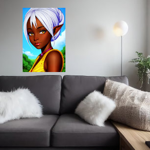 Porträtt i en kvinnlig humanhybridbil AI Art Poster