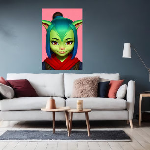 Porträtt i en kvinnlig människa AI Art Poster