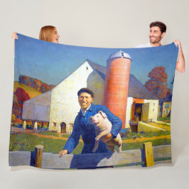 Porträtt i en lantbrukare Life NC Wyeth 1943 Fleecefilt