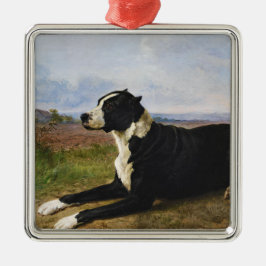 Porträtt i en Mastiff Labrador-Hund (Rosa Bonheur) Julgransprydnad Metall
