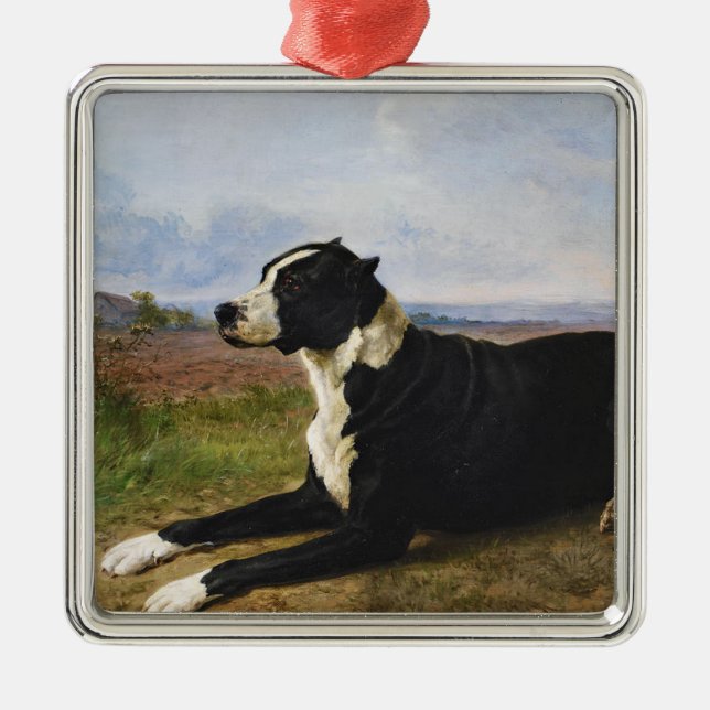 Porträtt i en Mastiff Labrador-Hund (Rosa Bonheur) Julgransprydnad Metall (Framsidan)