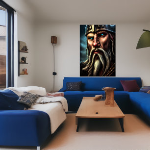 Porträtt i en norsk viking   AI Art Poster