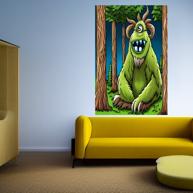 Porträtt i en öga grönt fantasi-beast | AI Art Poster (Skapare uppladdad)