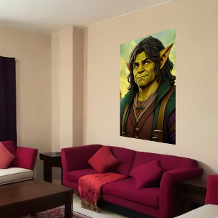 Porträtt i en orc Halfling hybrid   AI Art Poster