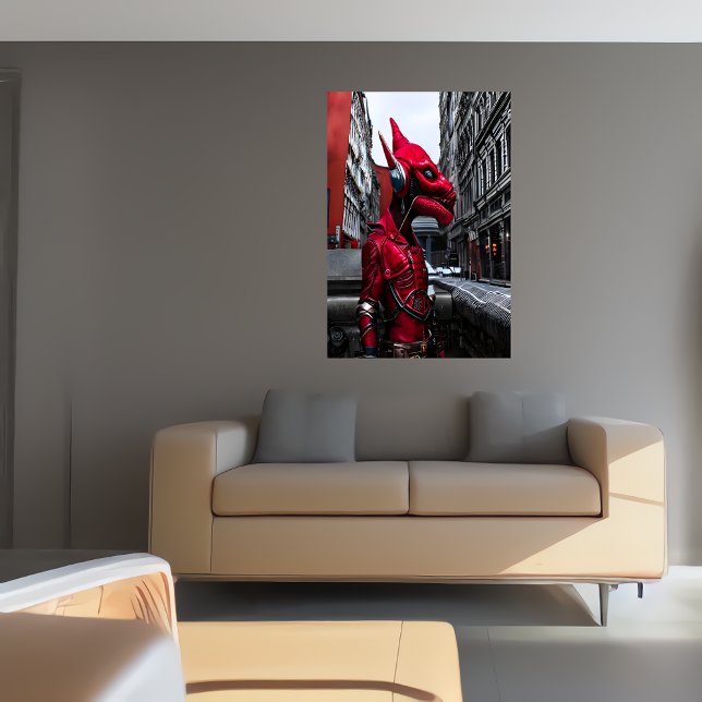 Porträtt i en röd reptilian-utlänning | AI Art Pos Poster (Skapare uppladdad)