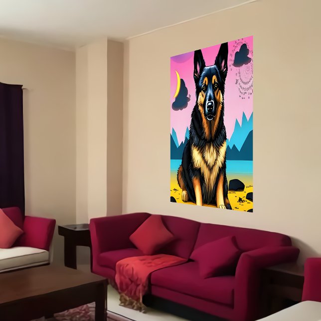 Porträtt i en söt tysk shepherd | AI Art Poster (Skapare uppladdad)