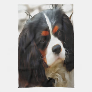 Porträtt i en spanjor i Kung Charles Cavalier Kökshandduk