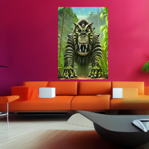 Porträtt i en stor fantasi-beast AI Art Poster