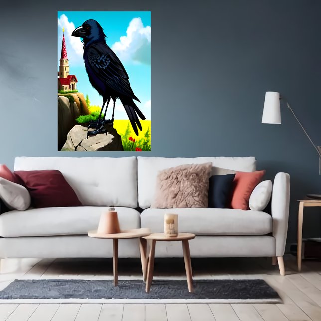 Porträtt i en svart kråka | AI Art Poster (Skapare uppladdad)