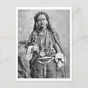 Porträtt i en tibetansk kvinnlig Vintage på 1880-t Vykort