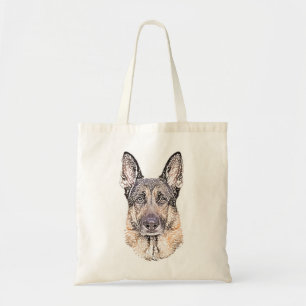 Porträtt i en tysk Hund Sketched Art Tygkasse