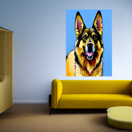 Porträtt i en tysk shepherd | AI Art Poster