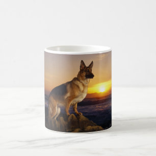Porträtt i en tysk shepherd hund eller alsatian kaffemugg