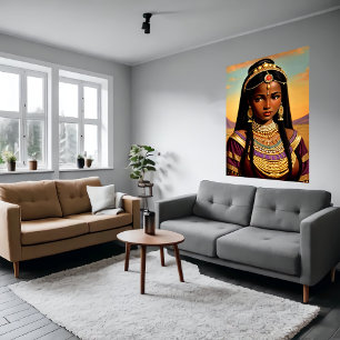 Porträtt i en ung afrikansk prinsessa   AI Art Poster