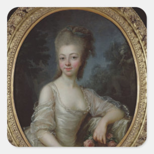 Porträtt i en ung flicka, 1775 fyrkantigt klistermärke
