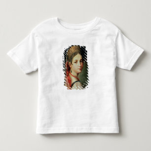 Porträtt i en ung flicka i Sarafan och T Shirt