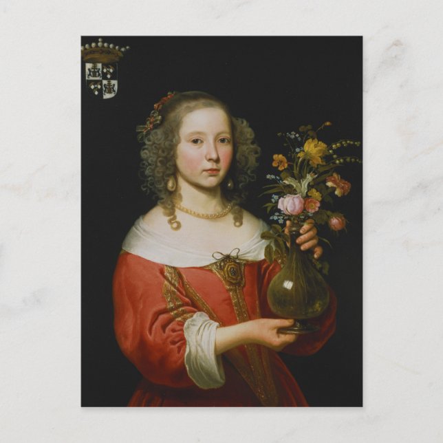 Porträtt i en ung flicka vykort (Framsida)