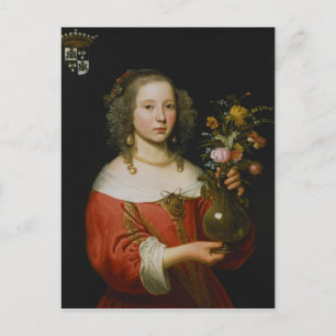 Porträtt i en ung flicka vykort