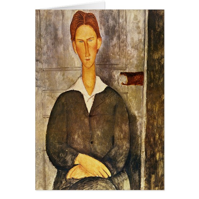 Porträtt i en ung man - Amedeo Modigliani Hälsningskort (Framsidan)