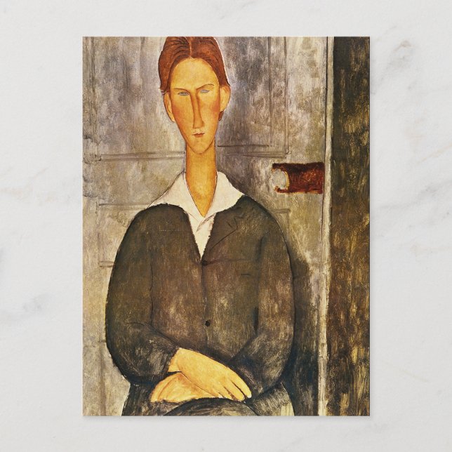 Porträtt i en ung man - Amedeo Modigliani Vykort (Framsida)