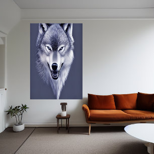 Porträtt i en varg AI Art Poster