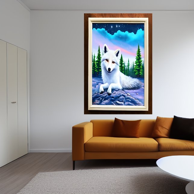 Porträtt i en vit räv | AI Art Poster (Skapare uppladdad)