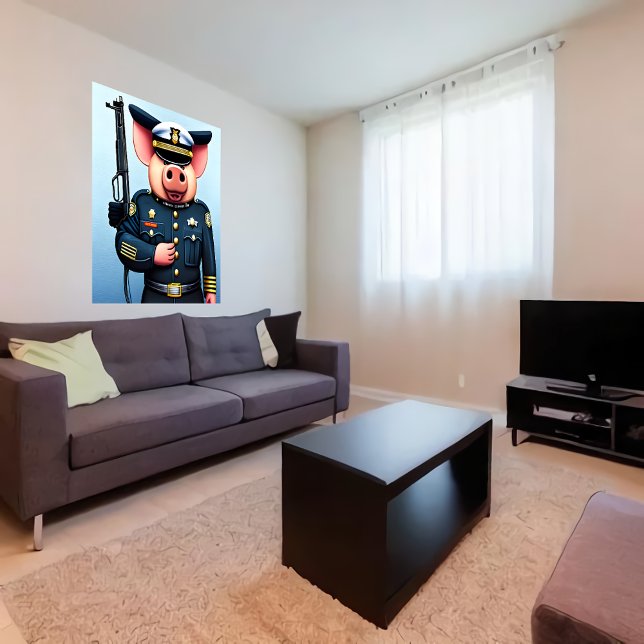 Porträtt i ett Gris i polisuniform | AI Art Poster (Skapare uppladdad)