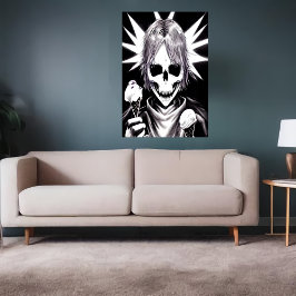 Porträtt i ett lycklig-skelett | AI Art Poster
